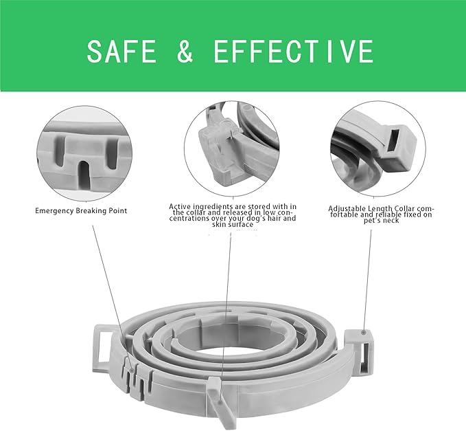 Flea and Tick Collar for Cats,12-Month Protection, Natural Ingredients, Waterproof & Adjustable,Includes Flea Comb & Tick Removal Tool,2 Pack