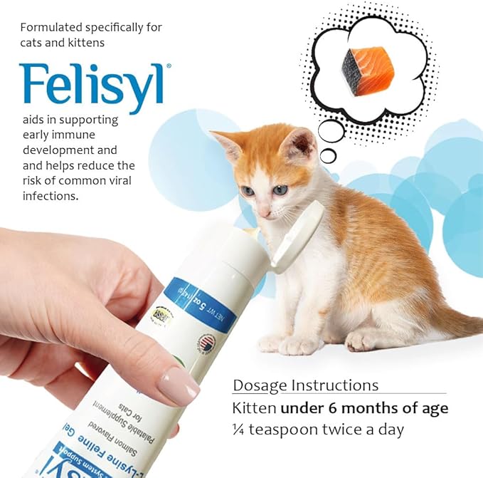 L-Lysine Gel for Cats (5oz) – Supports Immune, Respiratory, and Eye Health. Eases Sneezing, Runny Nose, and Watery Eyes. Tasty Salmon Flavor - Made in The USA