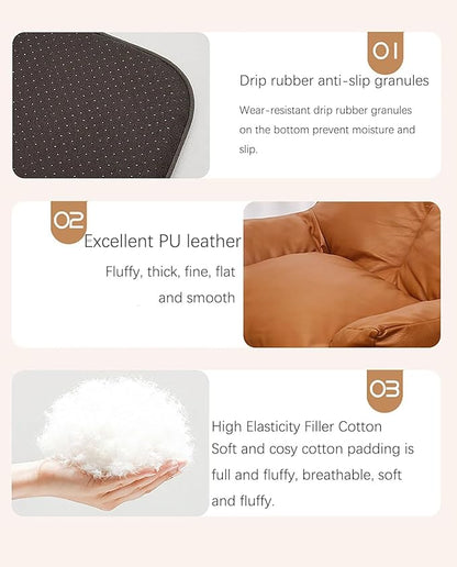 Pet Sofa Bed, Vintage Cat Dog Faux Leather Sofa with Non-Slip Bottom for Dogs Cats (Grey, Large)