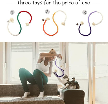 PAZ'S GIFT Cat Chew Toys - Kick & Rope Toys for Indoor Cat Interaction & Teething - 3 Pack
