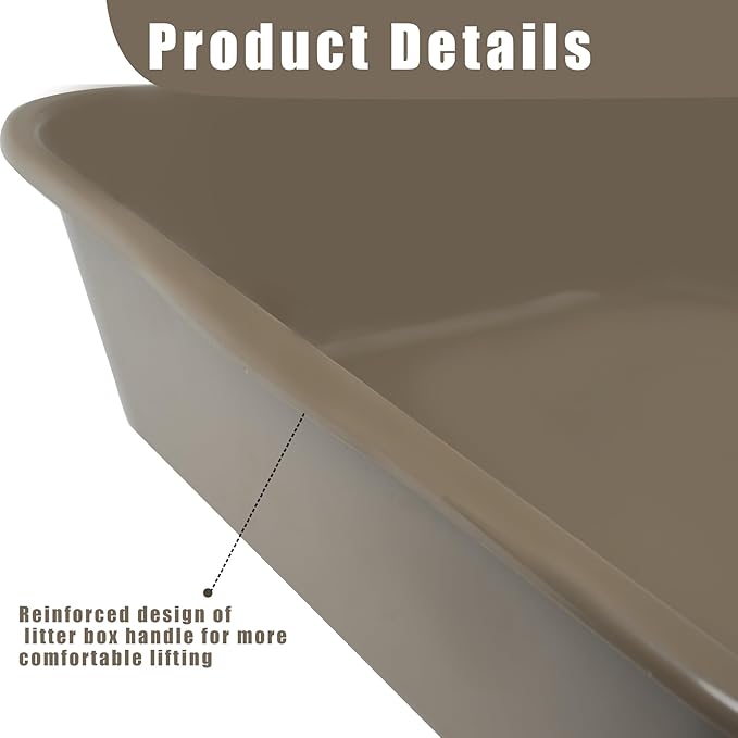 2 Pack Extra Large Dog Litter Box Pan Tray (ABS Material), Low Entry Jumbo Senior Litter Boxes for Multiple Kitten Big Cats, Pet Safe Indoor Dog Potty (Dark Gray, 24" L x 20" W)