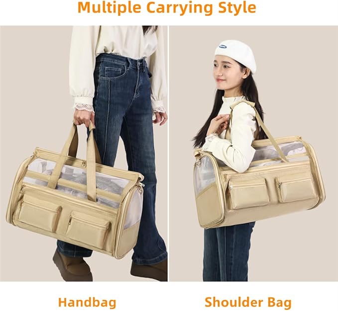 Cat Carrier, Small Dog Carrier for Small Medium Pets Up to 15 Lbs，Pet Carrier Airline Approved,Soft-Sided Puppy Travel Bag with Safety Zippers,Chihuahua Carry Case, Kitty Cloth Cage