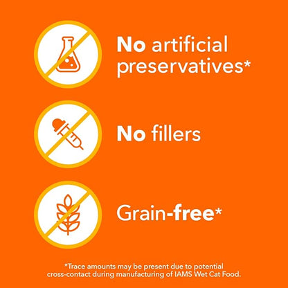 IAMS Perfect Portions Healthy Kitten Grain Free Wet Cat Food Cuts in Gravy, Chicken Recipe, 2.6 oz. Easy Peel Twin-Pack Trays (24 Count, 48 Servings)