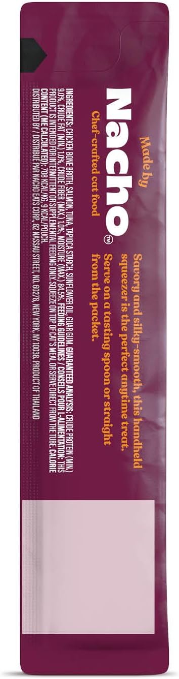 Made by Nacho Lickable Cat Treats Mousse Tubes 12 Count with Bone Broth Salmon & Tuna Recipe (.5 oz) No Grains, Corn, Wheat or Soy
