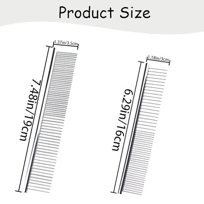 4 PCS Stainless-Steel Comb Dog Combs for Knots, Mats & Loose Hair Removal - Effective Dematting Tool, Comfortable, Lightweight, Portable & Safe for Dogs, Cats & Pets