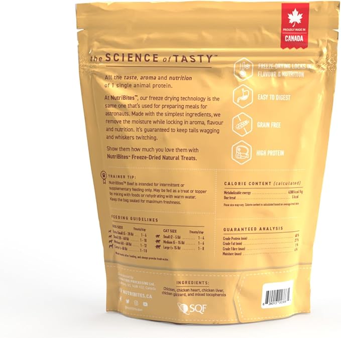 Nutri Bites Freeze Dried Chicken Dog & Cat Treats, 4 oz | Healthy Pet Training Treats or Food Topper | All Natural, 1 Single Animal Protein, High Protein (Pack of 2)