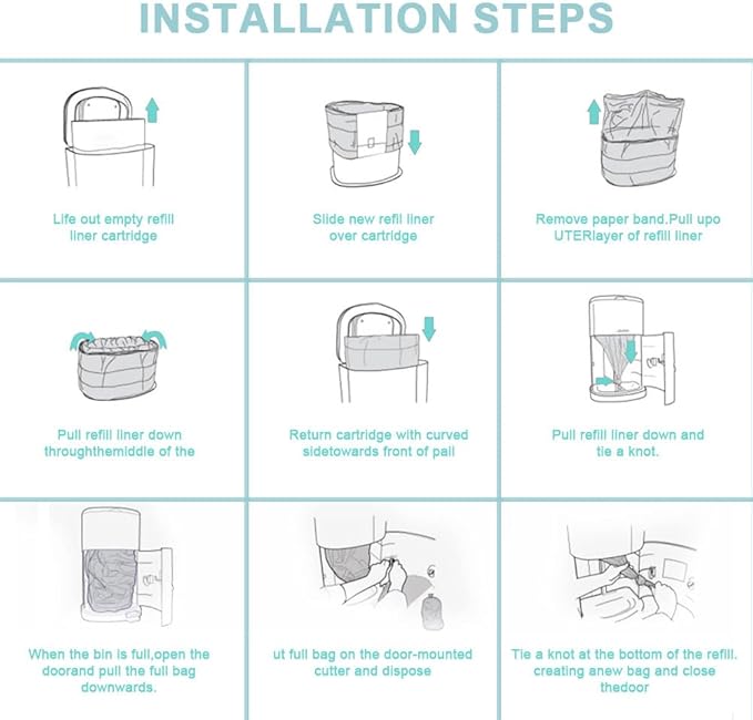 Cat Litter Pail Liner Refills Bags Compatible with Litter Champ Litter Pail, Lightly Scented, Green, 10 Count