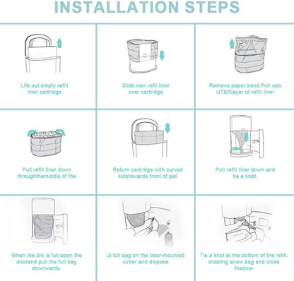 Cat Litter Pail Liner Refills Bags Compatible with Litter Champ Litter Pail, Lightly Scented, Green, 10 Count