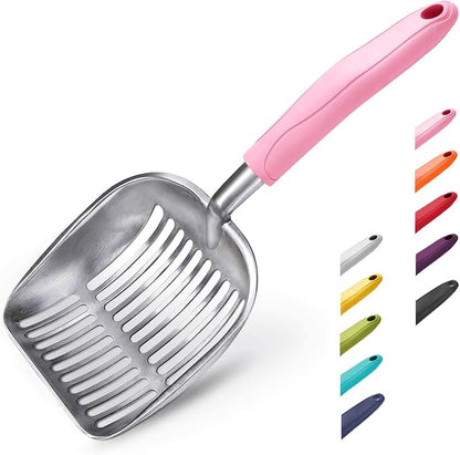 WePet Cat Litter Scoop, Aluminum Alloy Sifter, Kitty Metal Scooper, Deep Shovel, Long Handle, Poop Sifting, Kitten Pooper Lifter, Durable, Heavy Duty, for Litter Box