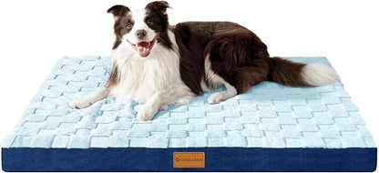 Patas Lague Orthopedic XL Dog Bed Large Sized Dog 48''X30'', Waterproof Soft Comfortable Egg Crate Foam Large Pet Beds Crate Mat with Removable Washable Cover and Nonskid Bottom, Blue