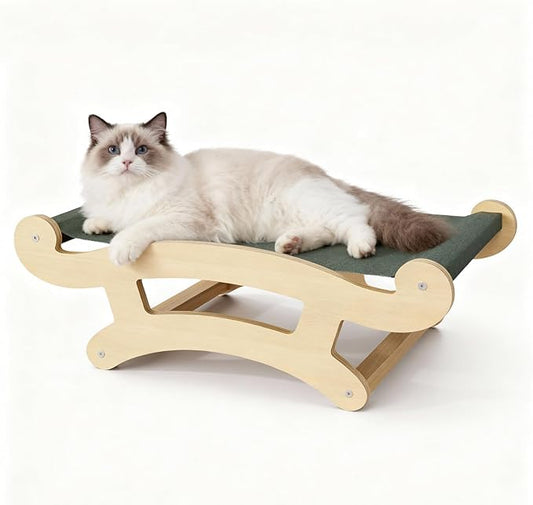 Elevated Cat Hammock Bed, Wooden Cat Hammock Bed Chair, Modern Raised Pet Beds & Furniture for Indoor and Large Cats, Kitten, Dog, Puppy and Small Dogs
