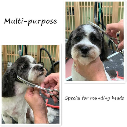 HASHIMOTO Dog Scissors for Grooming, Curved Dog Grooming Scissors with Safety Round Tips, 6.5 inch, Curved Blade, Light Weight, No Stabbing with Blunt Tip.