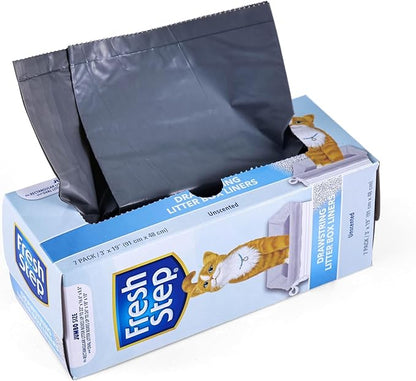 Fresh Step Drawstring Large Litter Box Liners | Heavy Duty Liners for Cat Litter Box | Scented & Unscented Available | Quick & Easy Cleanup, Unscented, Jumbo - 4 Pack