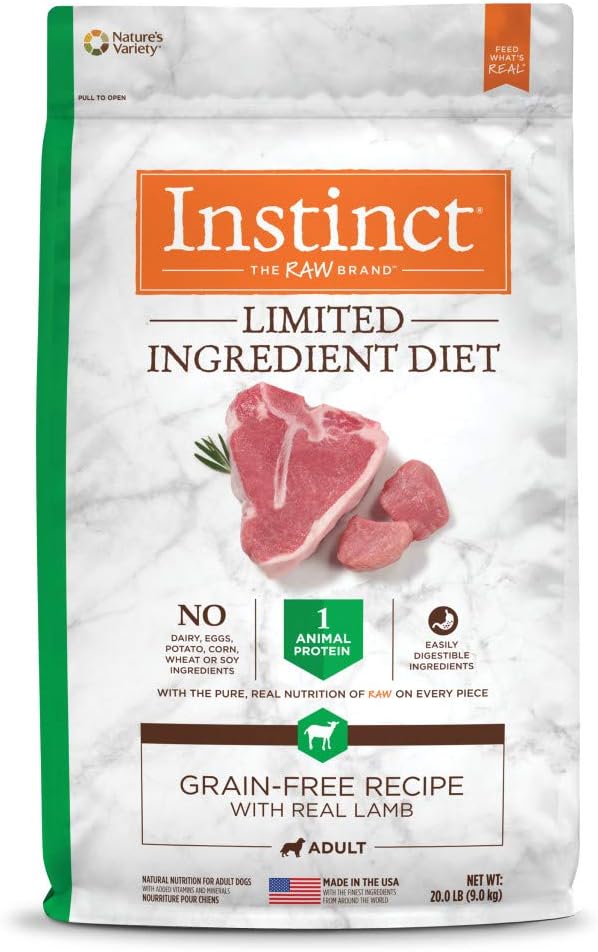 Instinct Limited Ingredient Diet, Natural Dry Dog Food, Grain Free Recipe - Real Lamb, 20 lb. Bag