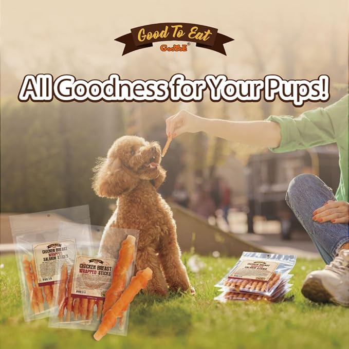 Gootoe Chicken Breast Wrapped Salmon Sticks 6oz, All Natural, Grain-Free, Low Fat, Premium Training Chews, Healthy & Easily Digestible