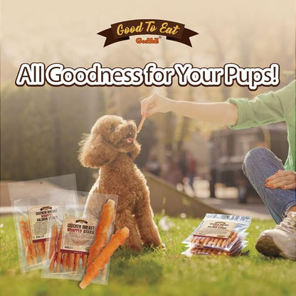 Gootoe Chicken Breast Wrapped Salmon Sticks 6oz, All Natural, Grain-Free, Low Fat, Premium Training Chews, Healthy & Easily Digestible