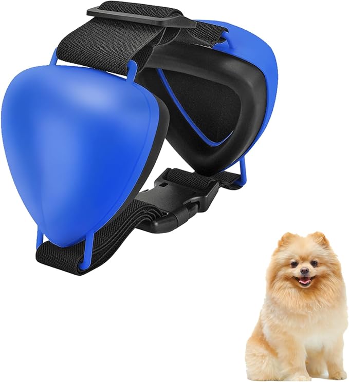 ZOHAN Dog Ear Muffs for Noise Protection, Comfort Dog Noise Cancelling Ear Muffs with Fast Snap Lock for Fireworks, Thunder, Vacuums(Blue,S)