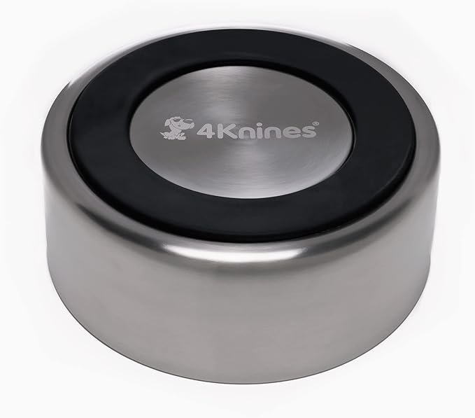 4Knines Dog Bowl Stainless Steel Non-Slip Bottom for Food and Water (Black)