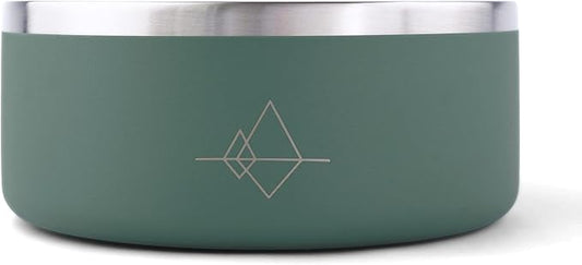 MADE TO ROAM Premium Everest Bowl - Stainless Steel Double-Walled Vacuum-Insulated Dog Bowl with Non-Slip Grip (Oregon Haze, 32oz)