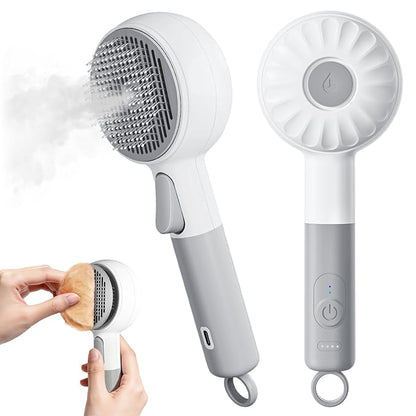 Pet Brush for Cats & Dogs Steam, 3-in-1 Steam Beauty Pet Comb, 2-Speed Spray Settings, Removes Dander and Deshedding Tool, One-Touch Self-Cleaning Hair Brush, for Long and Short Hair Pets