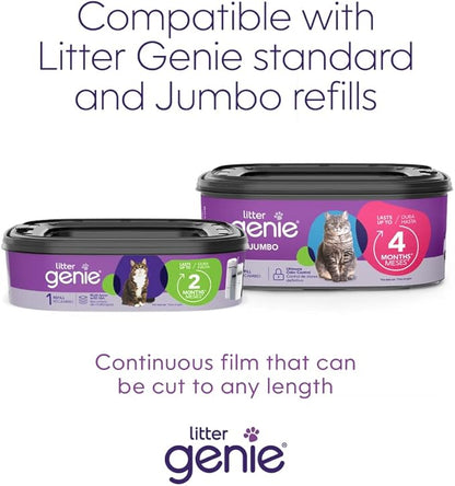 Litter Genie Standard Pail (Silver) | Cat Litter Box Waste Disposal System for Odor Control | Includes 1 Square Refill Bag