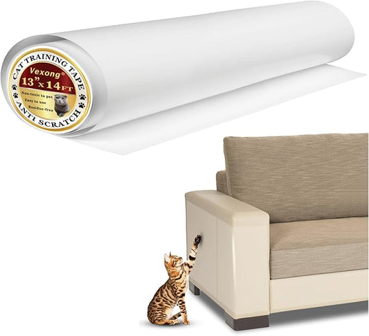 Anti Cat Scratch Furniture Protector, Thicken Couch Cover, Transparent Sticky Couch Protector for Cats and Dogs, Anti Cat Scratch Protector for Furniture Couch Door (13" X14FT)