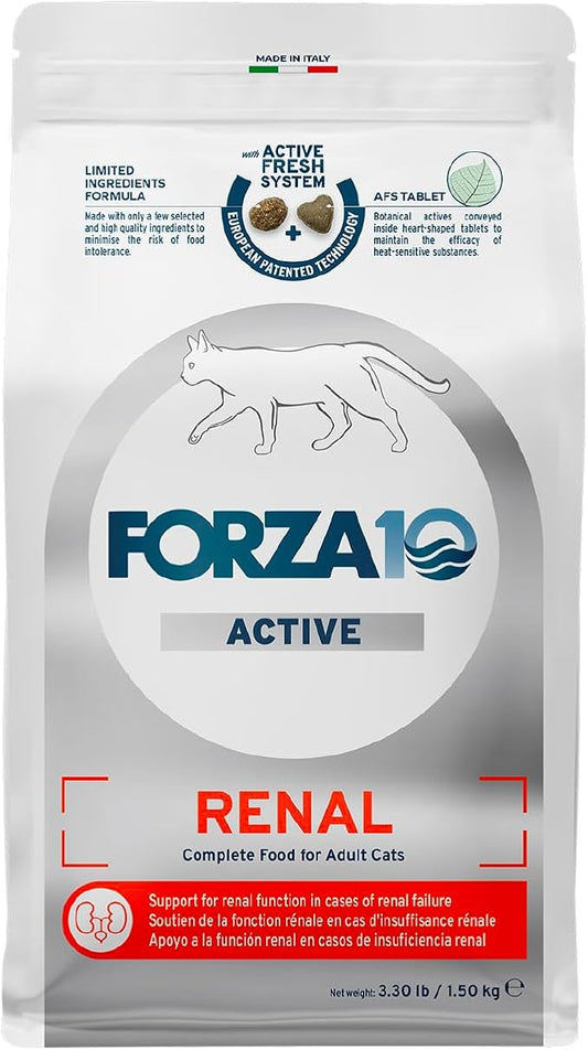 Forza10 - Cat Food, Limited Ingredient Cat Food for Kidney Support, Non-GMO, Fish Flavor, Crafted for Adults, Made in Italy (3.3 lb)