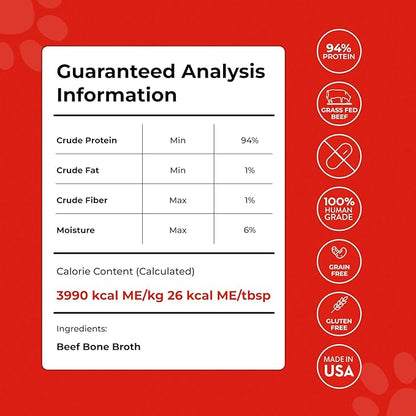 BLUEBIRD PROVISIONS Beef Bone Broth for Dogs - High Protein Bone Broth for Cats - Beef Bone Broth Powder for Dogs - Dehydrated Beef Cat Food Toppers - Dog Safe Bone Broth - Bone Broth Topper for Dogs