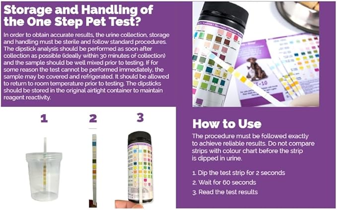 One Step Pet Urine Testing Strips, 50 x Urinalysis Parameter Tests for Dogs, Cats, Vets, Accurate Testing for Veterinarians, Detects UTI, Diabetes, Bladder, Kidney, Liver, SG, pH, Glucose
