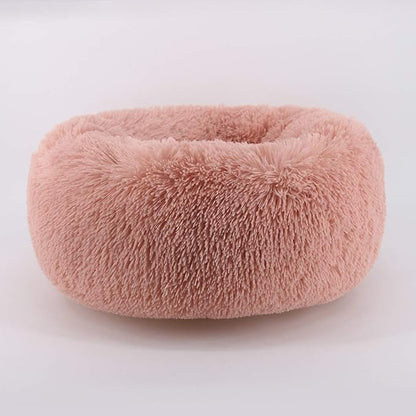 BODISEINT Modern Soft Plush Round Pet Bed for Cats or Small Dogs, Mini Medium Sized Dog Cat Bed Self Warming Autumn Winter Indoor Snooze Sleeping Cozy Kitty Teddy Kennel (20” D x 8'' H, Pink)