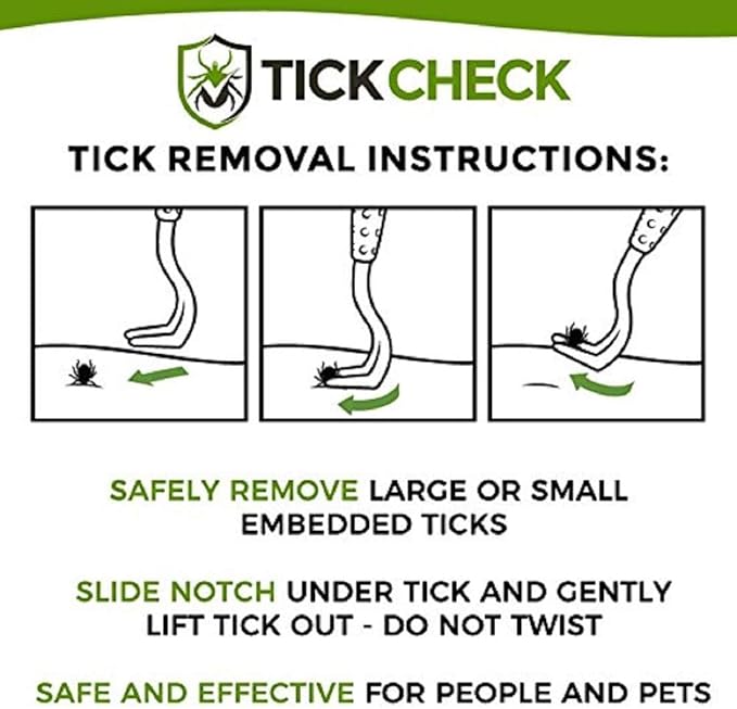 TickCheck Tick Remover Value 3 Pack - Tick Remover Tools + Tick Identification Card - for Humans, Dogs & Cats (5)