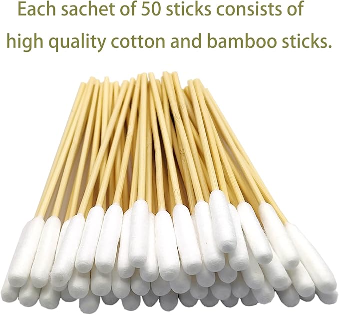 Dog Ear Swabs, 800 Count – 6-Inch Bamboo Cotton Swabs with Large Absorbent Tips for Pet Ear Cleaning, Wax Removal & Grooming,Resealable Pouch