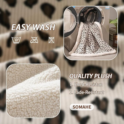 Cat Blankets for Indoor Cats Super Soft Plush Faux Fur Kitten Blankets Machine Washable Reversible Pet Throw Protector for Couch Furniture Leopard Print Blanket 28"X 22" in Green