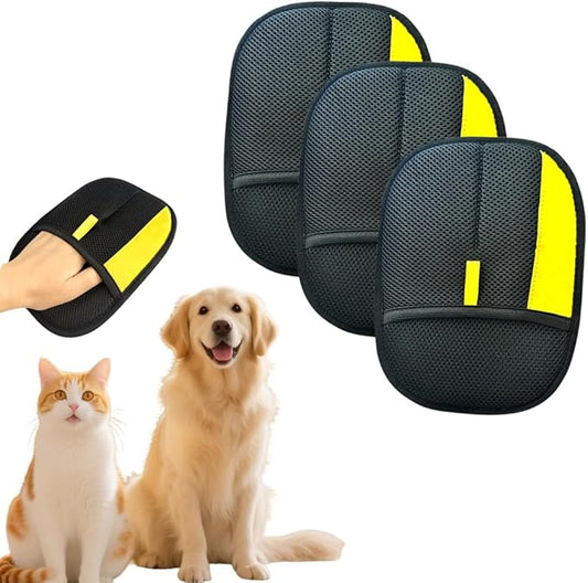 CAIBAO Electrostatic Pet Hair Removal Gloves: Quick Wiping - Reusable & Washable for Sofa Clothing Pet Beds Effortless Cats & Dogs Hair Remover for Busy Pet Owners (3pcs-Black)