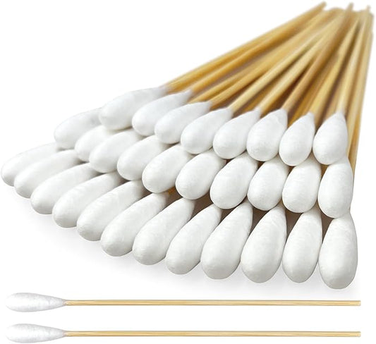 eyxformula 6 Inch Long Cotton Swabs for Pet Cleaning, Bamboo Handle, Pet Ear Cleaning Solution Supplies for Dogs and Cats (100 pcs Large Cotton swabs)