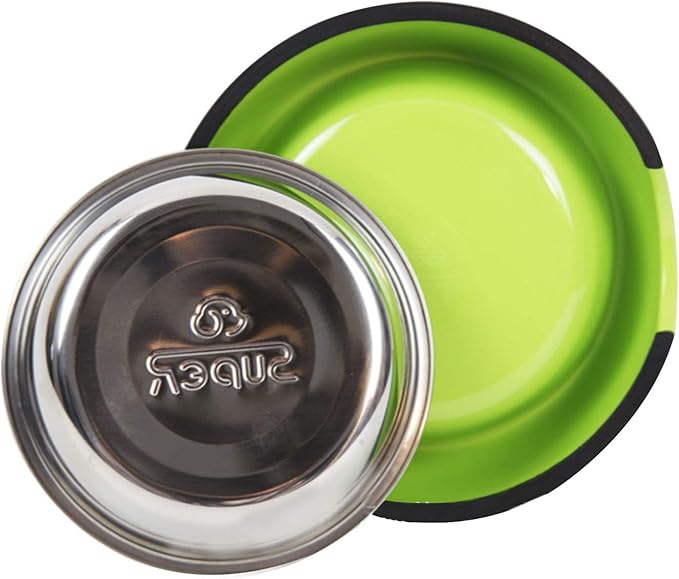 Pet Bowls Stainless Steel Dog Cat Pet Bowl Universal Pet Water and Food Bowls 4 Sizes and 5 Colors Available (S, Green)