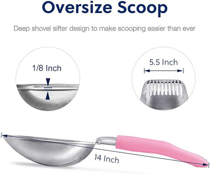 WePet Cat Litter Scoop, Aluminum Alloy Sifter, Kitty Metal Scooper, Deep Shovel, Long Handle, Poop Sifting, Kitten Pooper Lifter, Durable, Heavy Duty, for Litter Box