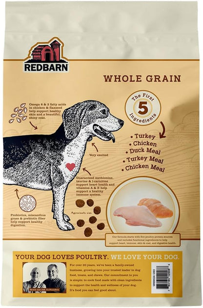 Redbarn Whole Grain Adult Dry Dog Food Kibble - Sky Chicken Recipe - Made in USA Recipe with Functional Ingredients to Support Healthy Heart, Skin, Coat, Immunity & Digestion - 4lb