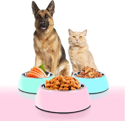Pet Bowls Stainless Steel Dog Cat Pet Bowl Universal Pet Water and Food Bowls 4 Sizes and 5 Colors Available (M, Blue)