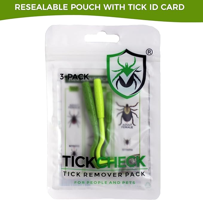 TickCheck Tick Remover Value 3 Pack - Tick Remover Tools + Tick Identification Card - for Humans, Dogs & Cats (5)