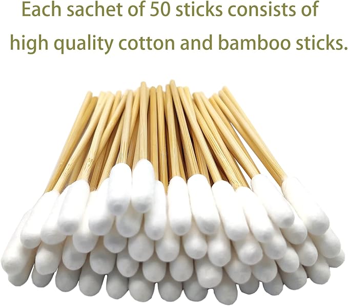 Dog Ear Swabs, 800 Count – 4.72 Inch Bamboo Cotton Swabs with Large Lint-Free Absorbent Tips for Medium Dogs, Wax Removal & Daily Grooming, Eco-Friendly, 16 Resealable Bags