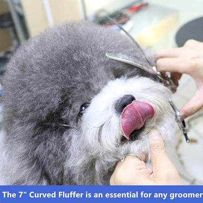 HASHIMOTO Curved Fluffer Scissors for Dog Grooming, 42 Teeth, 50% Thinning Rate, 7.0 inch, Light Weight, Designed to Remove Bulk Quickly While Leaving a Natural Finish for Groomers.