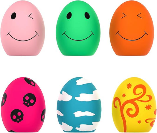 Squeaky Dog Toys, [6 Pack] Puppy Toy Soft Bouncing Egg Balls with Squeaker, Interactive Latex Rubber Pet Ball for Puppies Small Breed