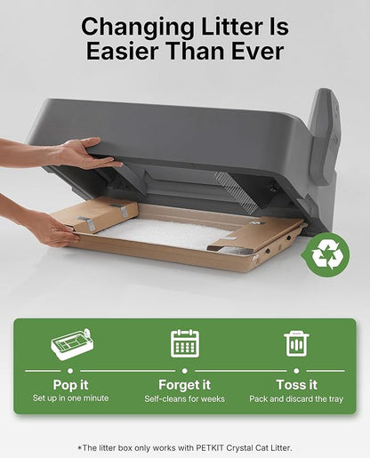 PETKIT Open-Top & AI Camera Self Cleaning Cat Litter Box, Urinary Health Monitor Automatic Cat Litter Box, Smart Robot with 2-Way Raking/5G WiFi/Safety Sensors/Odor Control for Multiple Cats (Grey)