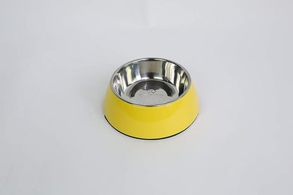Pet Bowls Stainless Steel Dog Cat Pet Bowl Universal Pet Water and Food Bowls 4 Sizes and 5 Colors Available (L, Yellow)