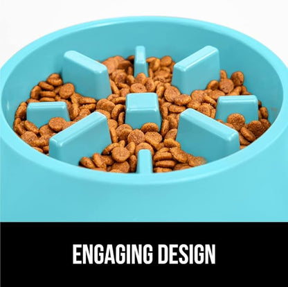 GORILLA GRIP Patent Pending Slow Feeder Dog Bowls, Interactive Puzzle Toy for Dogs and Cats Food Training, Keeps Pets Busy and Prevents Puppy Overeating, All Breeds, 100% BPA Free, 1 Cup, Turquoise
