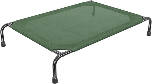 Simple Trending Raised Bed for Large Dog, Waterproof L Pet Cot, Breathable Big Bed Load 300lb, Green