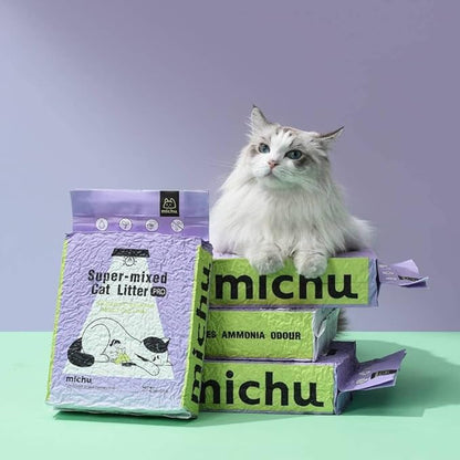 Michu Tofu Cat Litter Natural Clumping Tofu Cat Litter 5.5lb/88oz 5 Scents (Peach + Mixed, 2 Pack)
