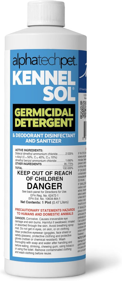 ATP KennelSol 1-Step Kennel Cleaner - 1 Pint Liquid Disinfectant, Effective Against Bacteria and Viruses, Deodorizer Wintergreen Scent by Alpha Tech Pet