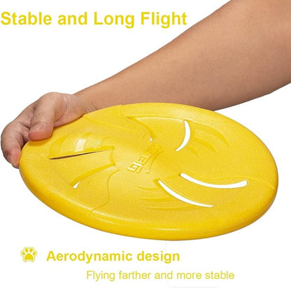 Indestructible Flying Discs, Interactive Dog Toy, Soft Lightweight Fetch Toys for Medium Large Dogs, Floats in Water & Safe on Teeth, 9 inch(Large, Yellow)